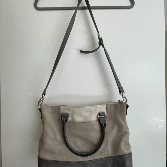 Tignanello Gray Color Block Leather Handbag - Picture 3 of 10